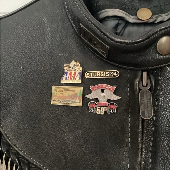 VTG Harley-Davidson Willie G Leather Angel Wings Fringe Motorcycle Jacket 36 | S - Picture 3 of 5